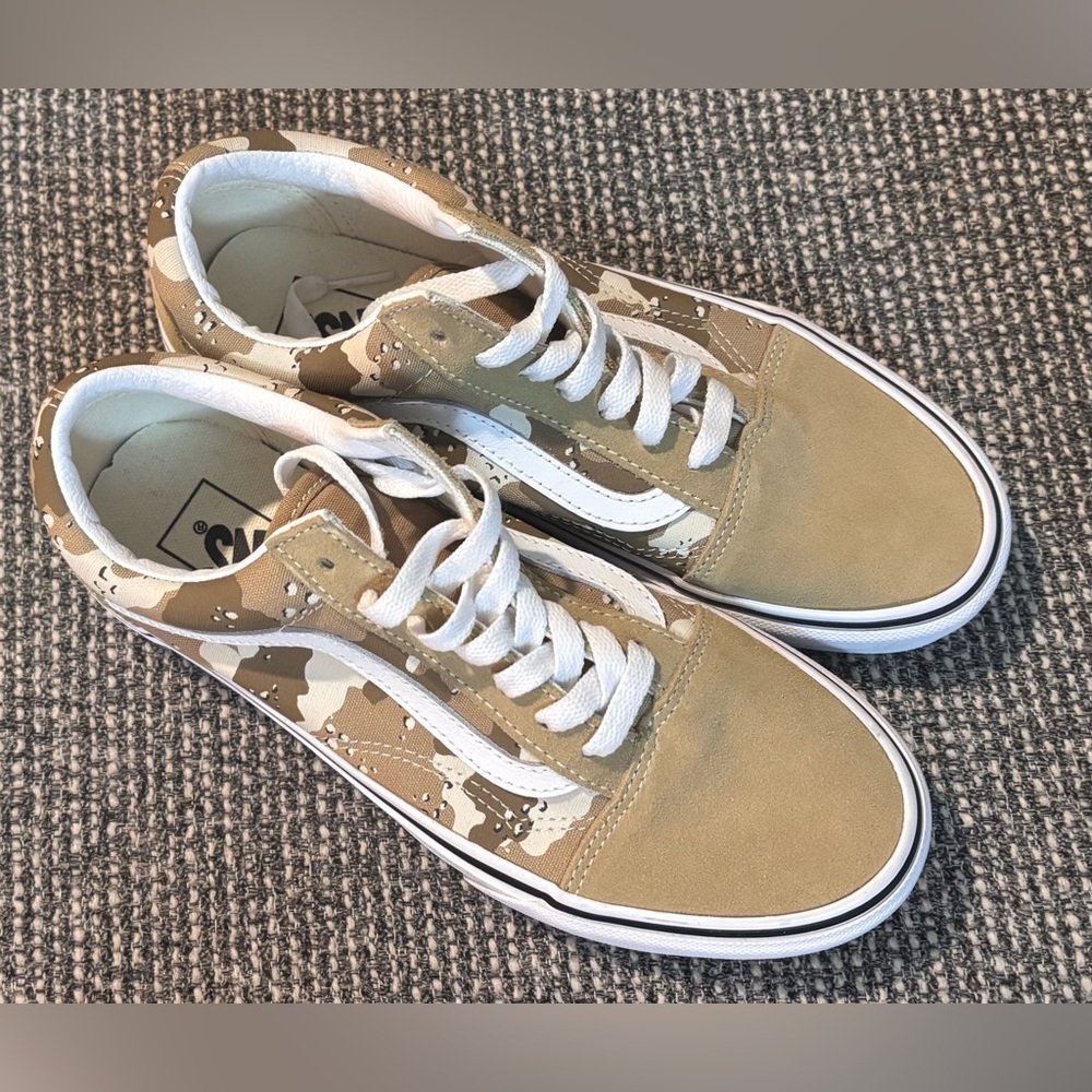 Vans Old Skool Skate Shoe Canvas Suede Sneaker Desert Camo Men’s 6/Women’s 7.5